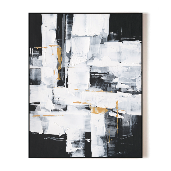 Urban Edge-Black White Abstract Painting #P5939