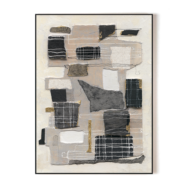 Urban Lines-Black & Beige Abstract Painting #P6196