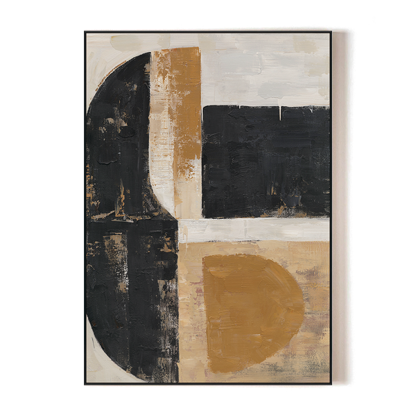 Black & Gold Balance - Geometric Abstract Art #R2552