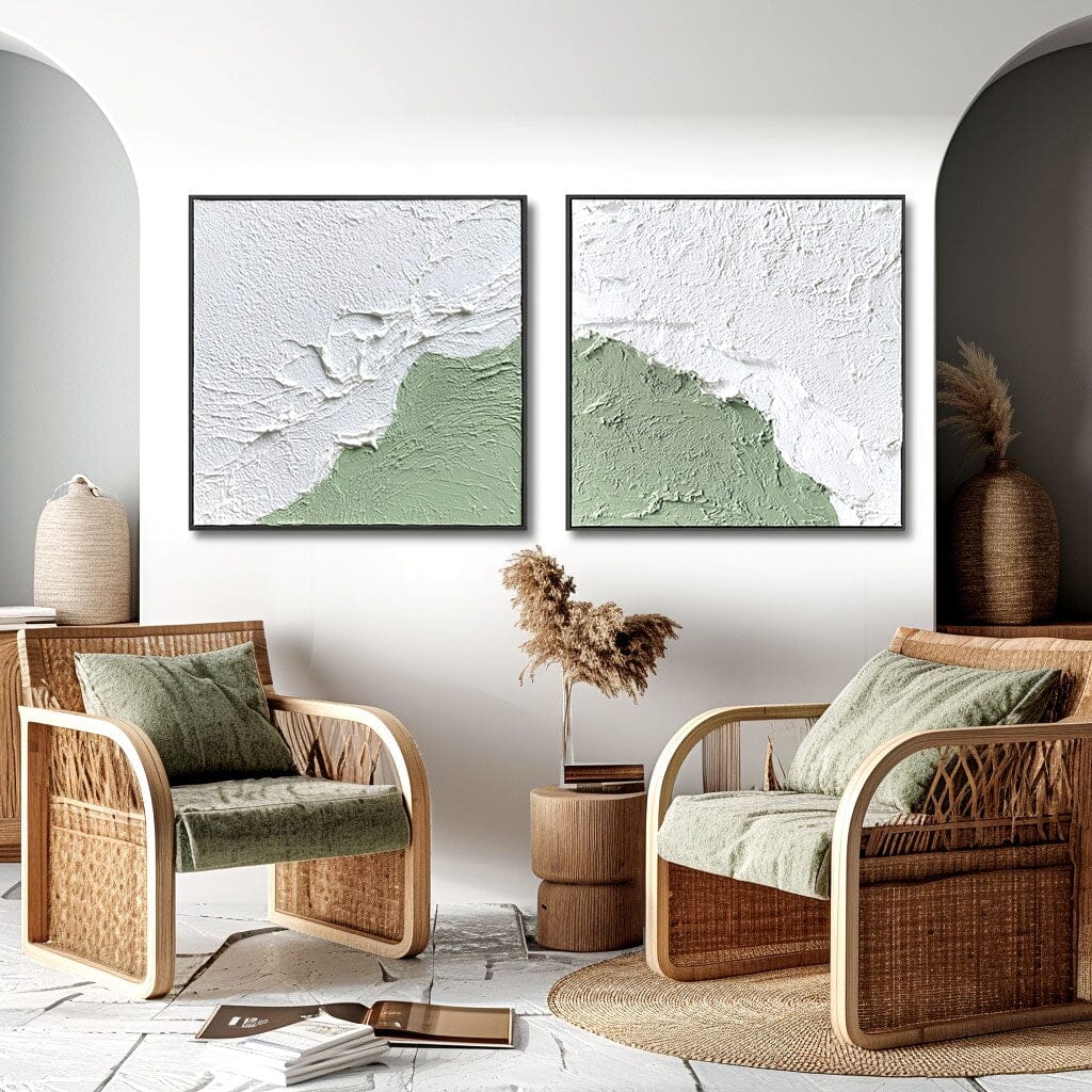 Whisper of Calm - White & Sage Minimalist Texture Art #awp23 Painting artwepaint 