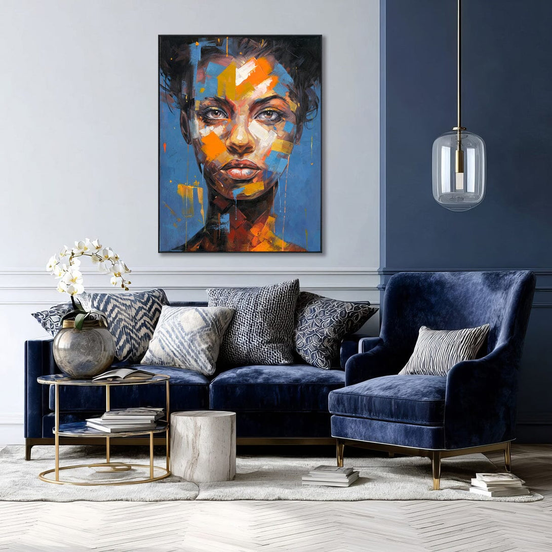 Abstract-Colorful Woman with Orange Details #P2617 Painting artwepaint 