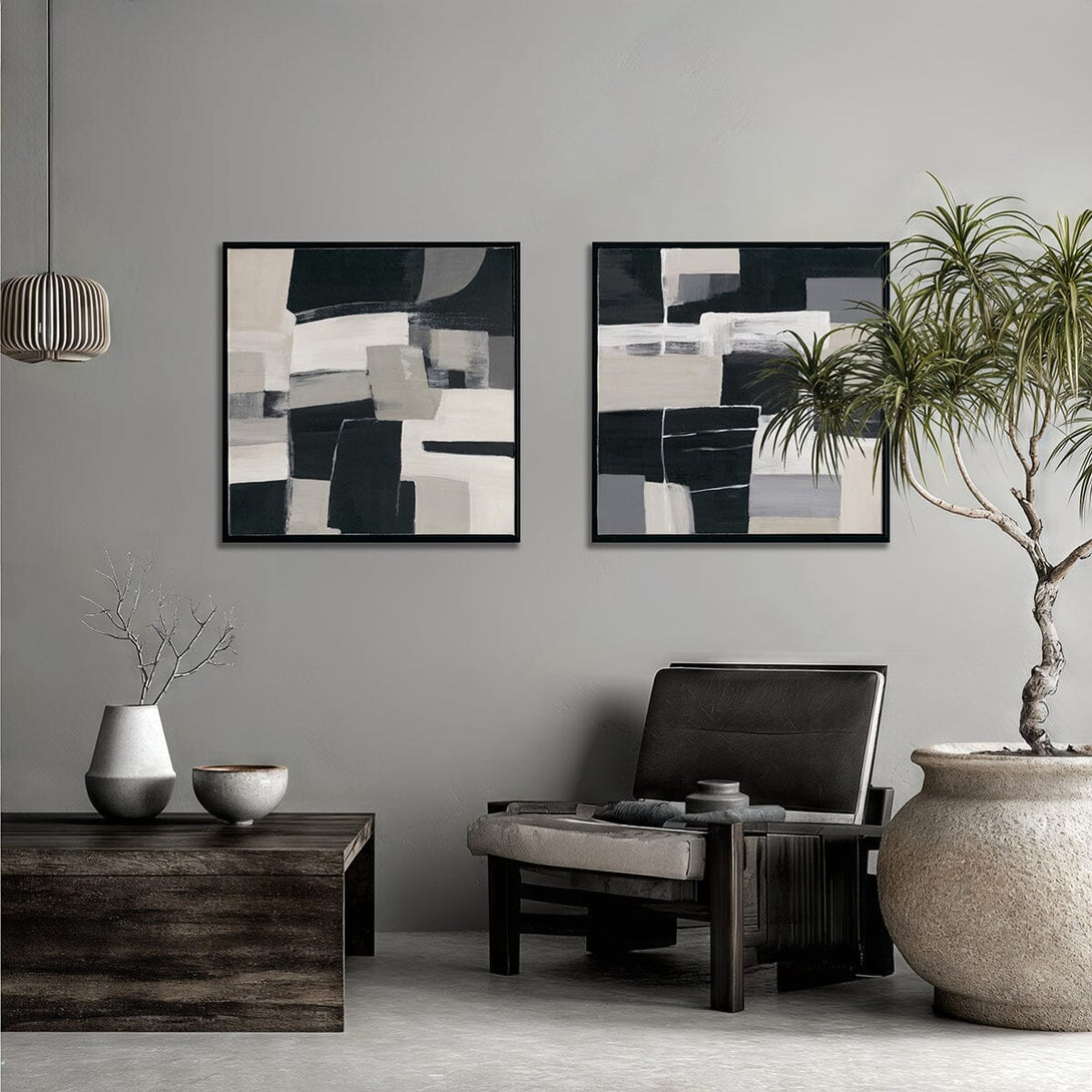 Abstract Grid - Neutral Tone Geometric Painting#M4703 Painting artwepaint 