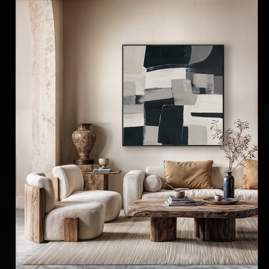 Abstract Grid - Neutral Tone Geometric Painting#M4703 Painting artwepaint 
