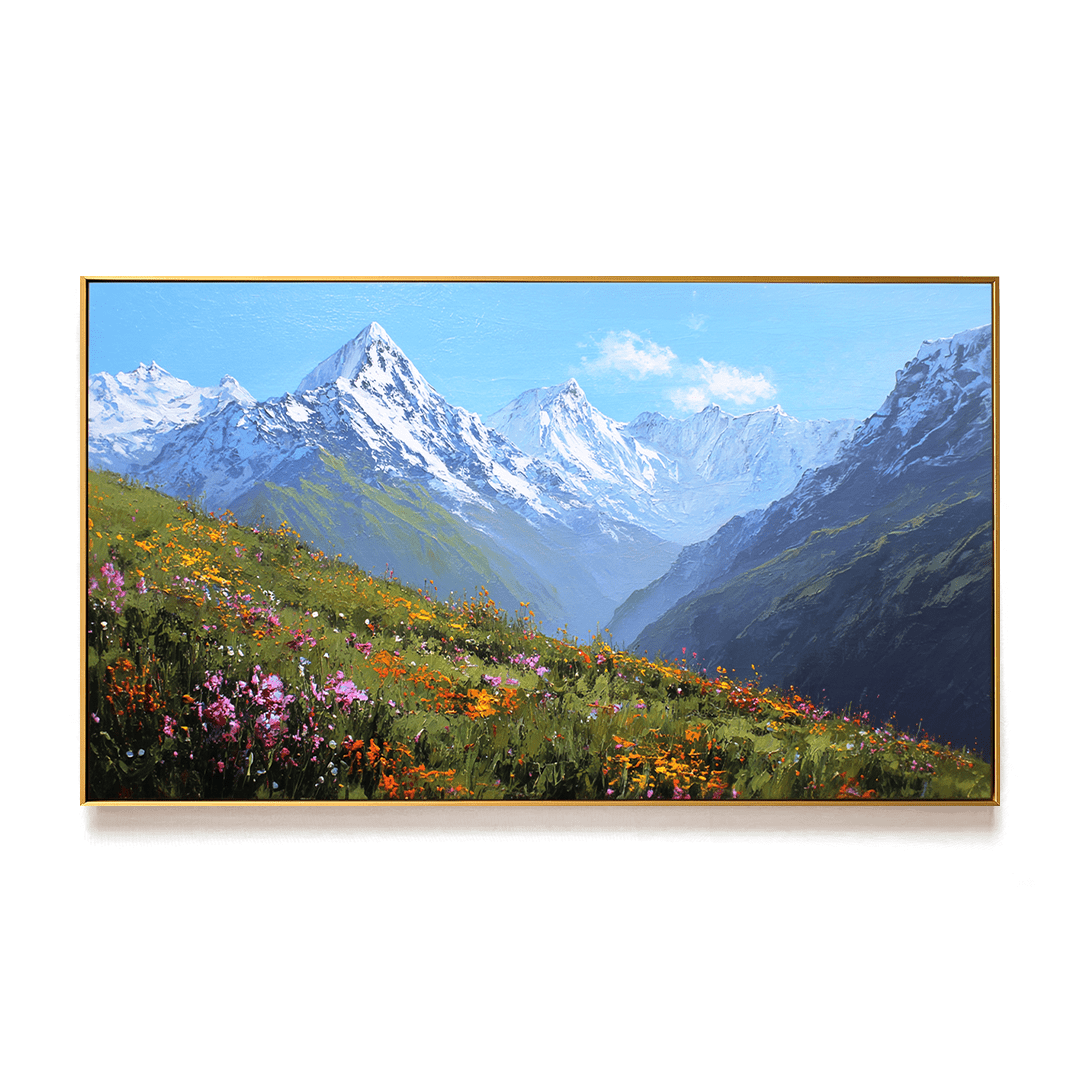 Alpine Bloom – Mountain Meadow Oil Painting #awp34 Painting artwepaint 