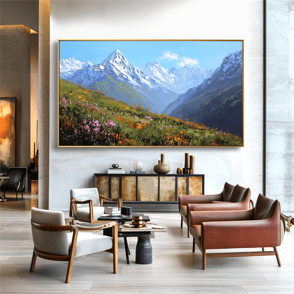 Alpine Bloom – Mountain Meadow Oil Painting #awp34 Painting artwepaint 