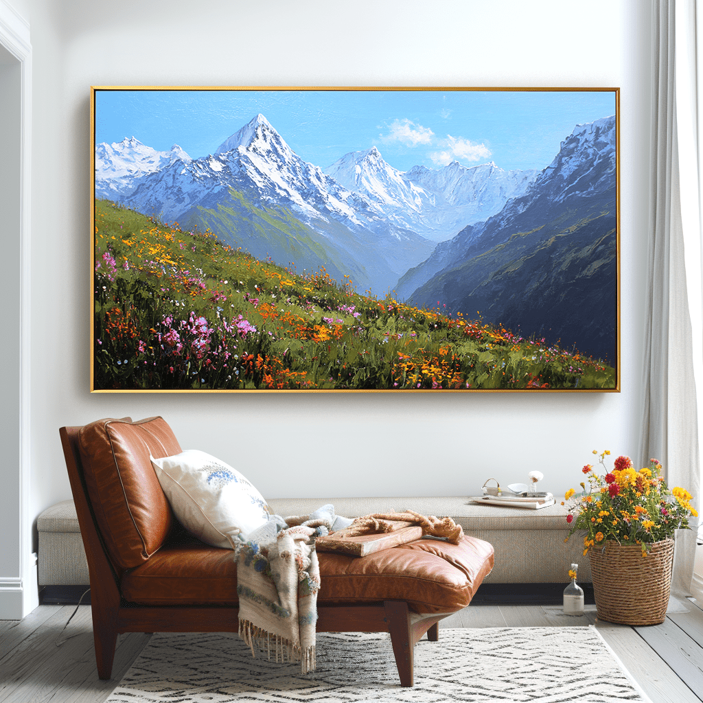 Alpine Bloom – Mountain Meadow Oil Painting #awp34 Painting artwepaint 