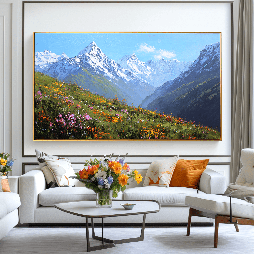 Alpine Bloom – Mountain Meadow Oil Painting #awp34 Painting artwepaint 