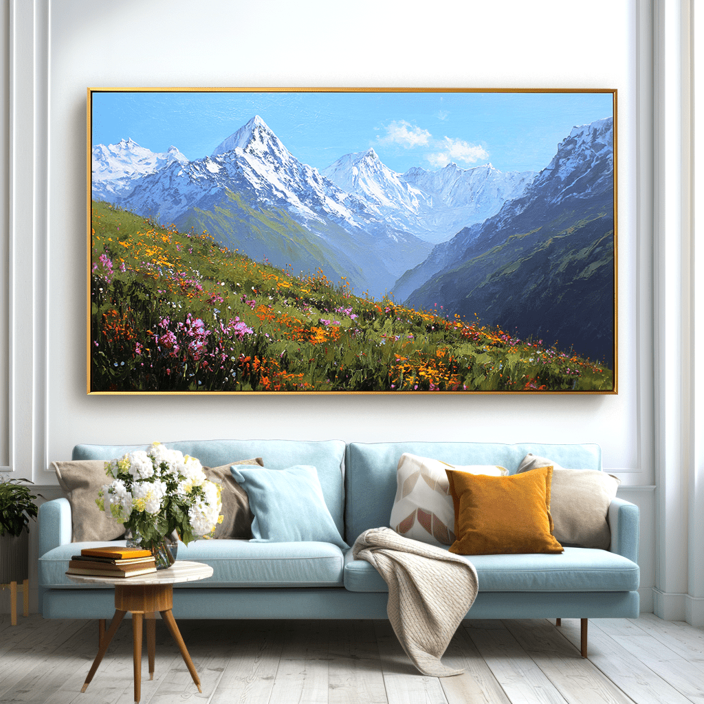 Alpine Bloom – Mountain Meadow Oil Painting #awp34 Painting artwepaint 