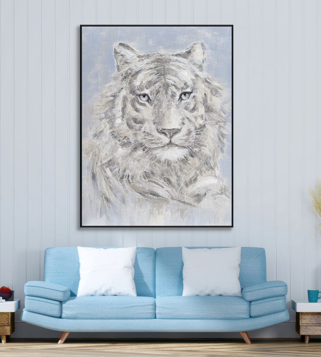Arctic White Tiger - Grey Blue Wildlife Painting #M0613 Painting artwepaint 