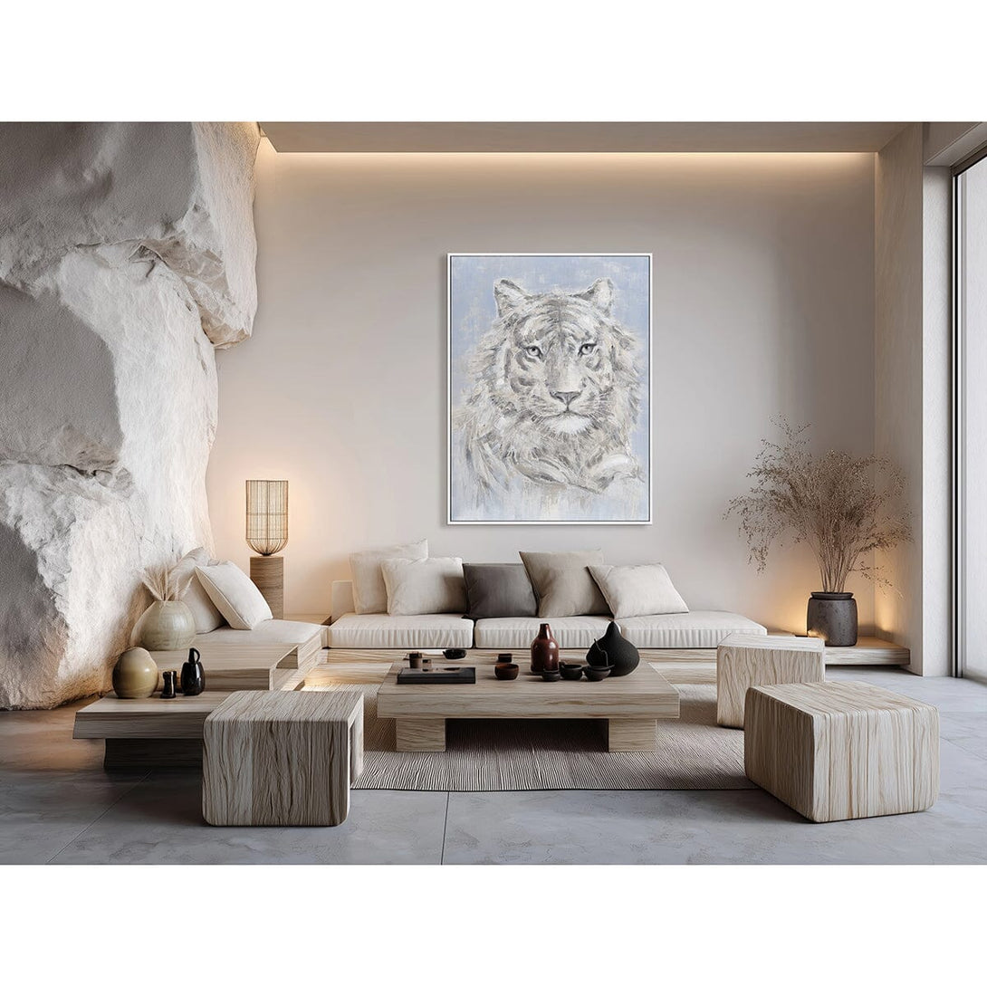 Arctic White Tiger - Grey Blue Wildlife Painting #M0613 Painting artwepaint 