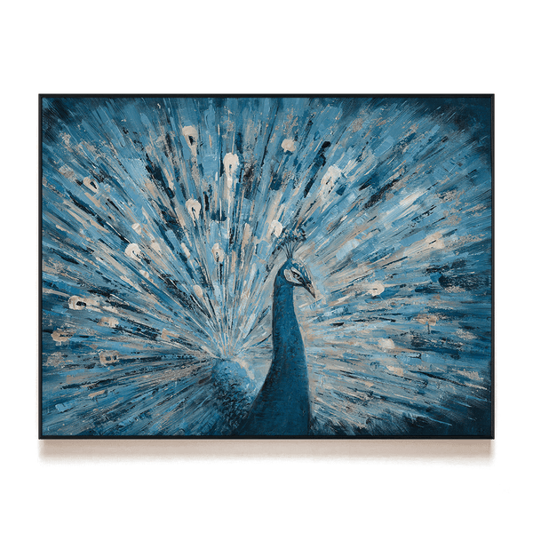 Azure Bloom – Peacock Silver Foil Painting#L3557 Painting artwepaint 