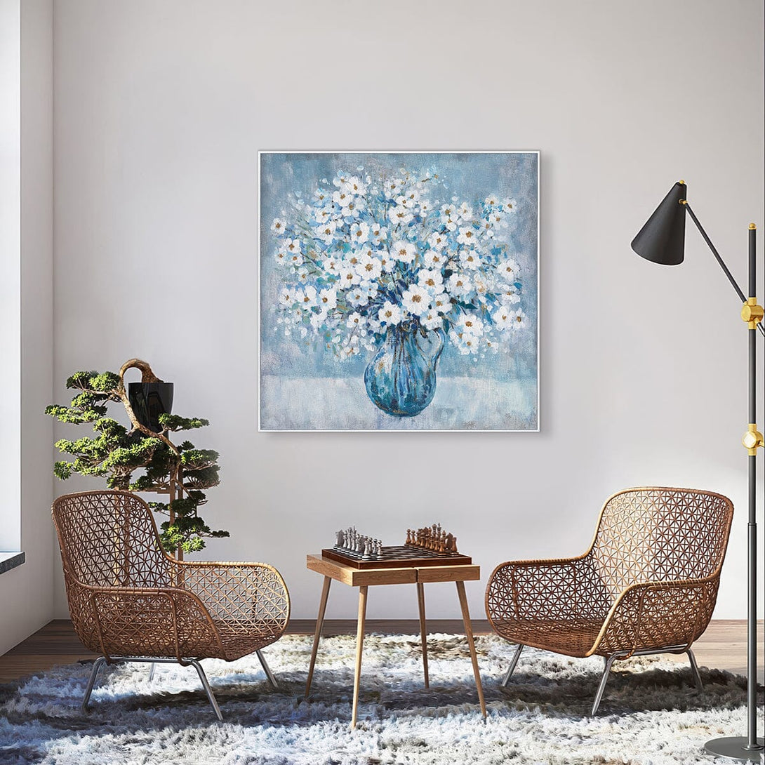 Azure Blossoms - Textured Abstract Floral#L0598 Painting artwepaint 