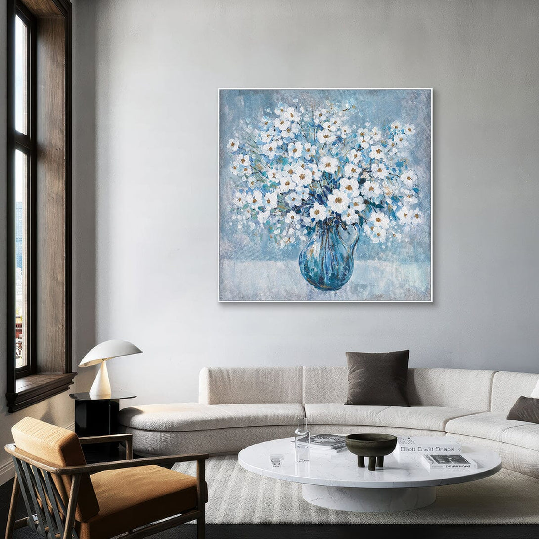 Azure Blossoms - Textured Abstract Floral#L0598 Painting artwepaint 