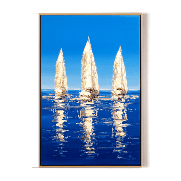 Azure Calm – Three Sailboats Abstract Painting #awp65 Painting artwepaint 