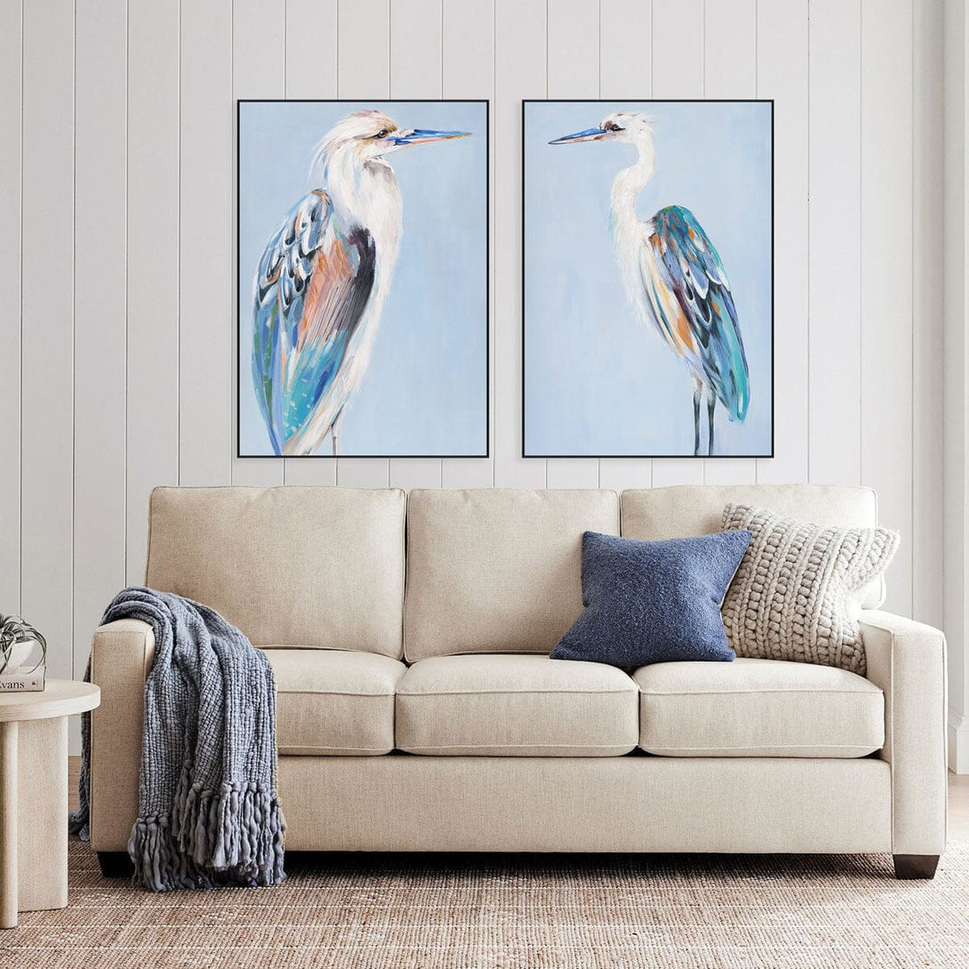 Azure Gaze - Color-feathered Heron Oil Painting#M4565 Painting artwepaint 