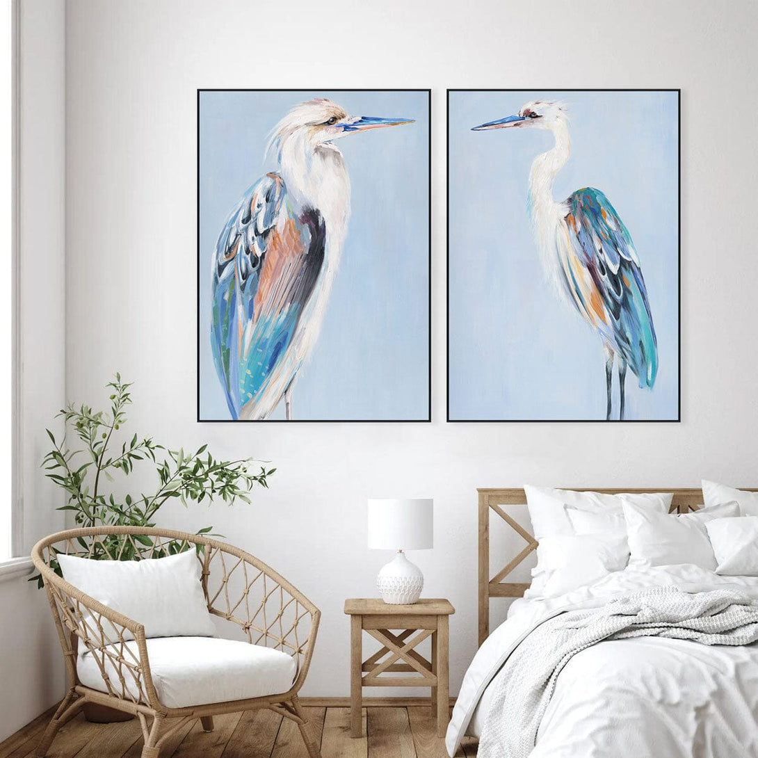 Azure Gaze - Color-feathered Heron Oil Painting#M4565 Painting artwepaint 