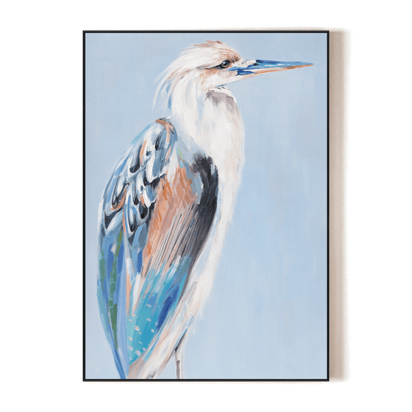 Azure Gaze - Color-feathered Heron Oil Painting#M4565 Painting artwepaint 