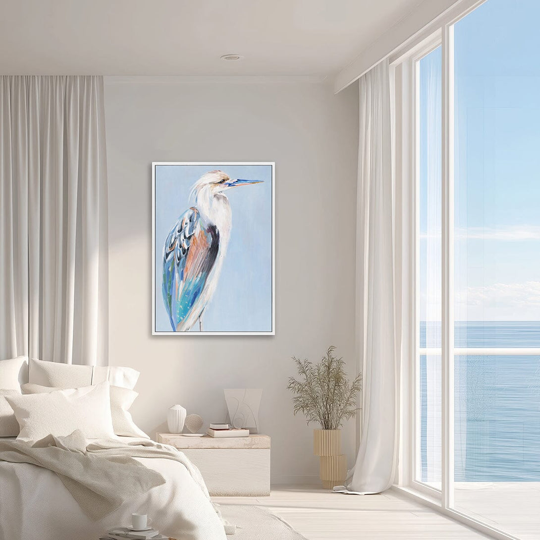 Azure Gaze - Color-feathered Heron Oil Painting#M4565 Painting artwepaint 