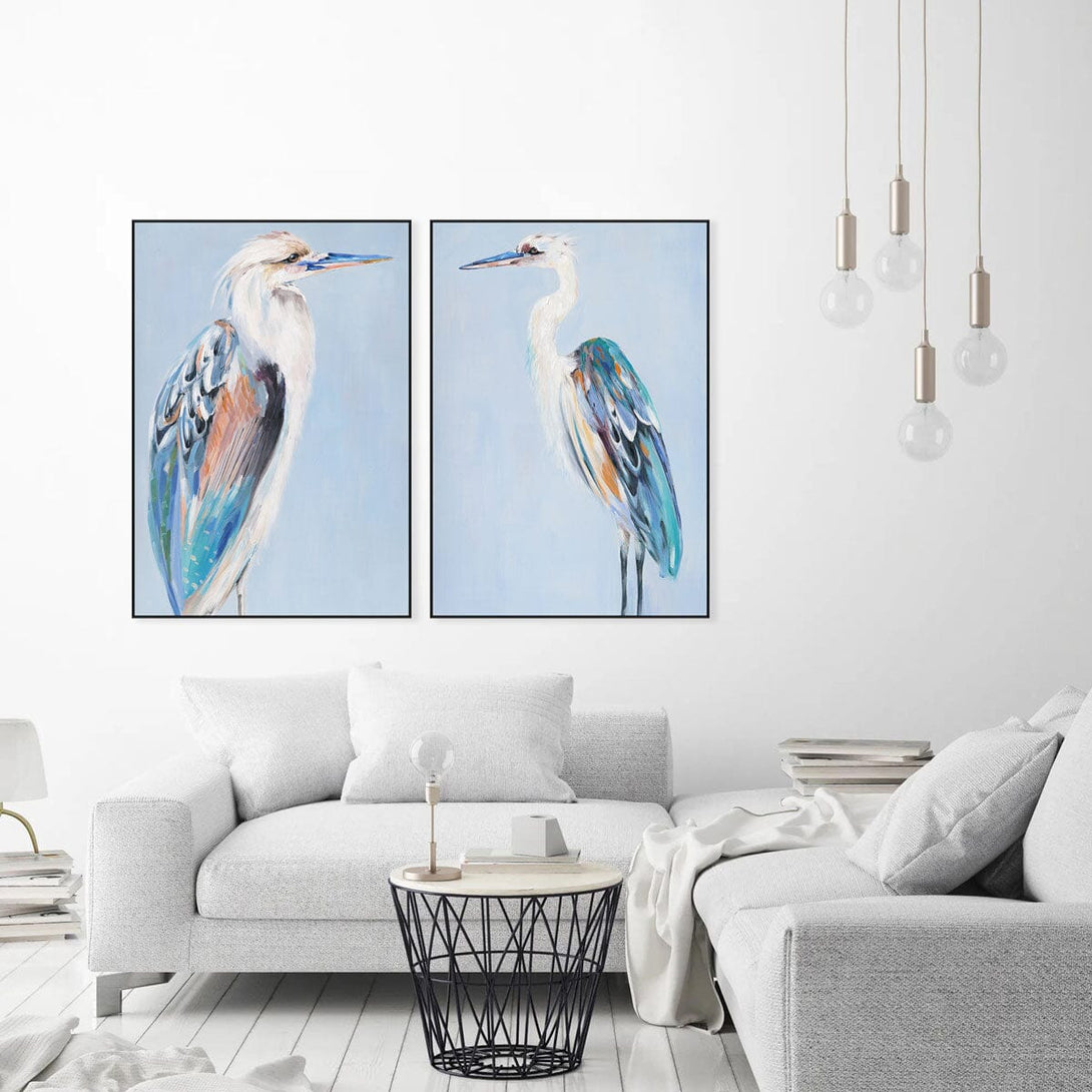 Azure Gaze - Color-feathered Heron Oil Painting#M4565 Painting artwepaint 