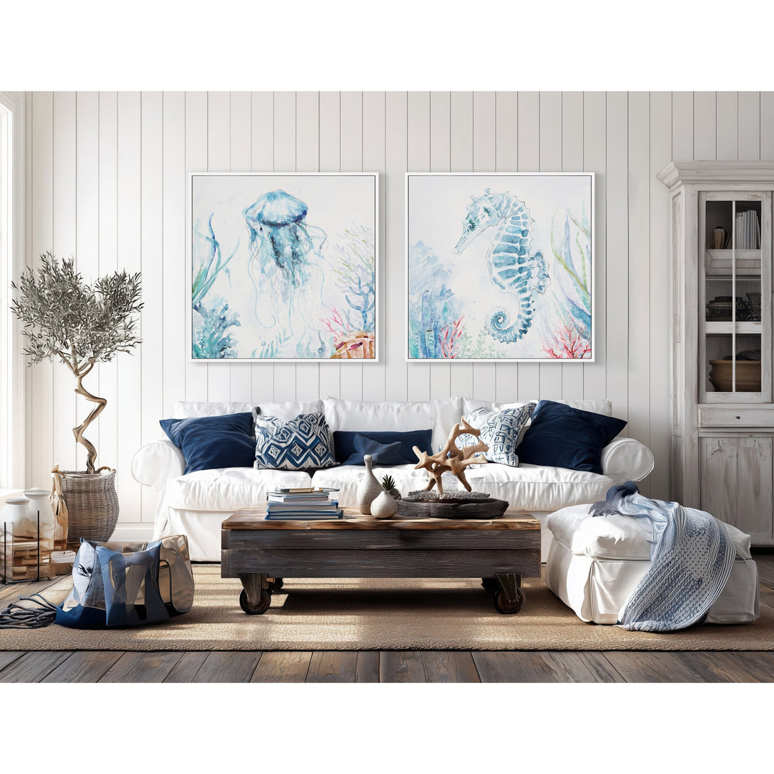Azure Guardian - Seahorse Watercolor #M3571 Painting artwepaint 