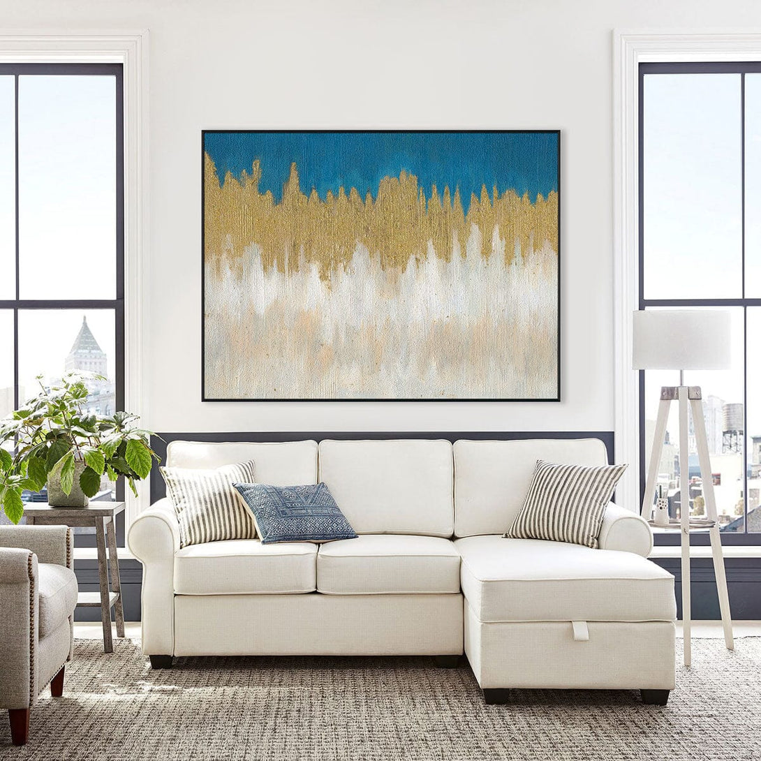 Azure Horizon - Golden Flow Abstract Painting #J5114 Painting artwepaint 