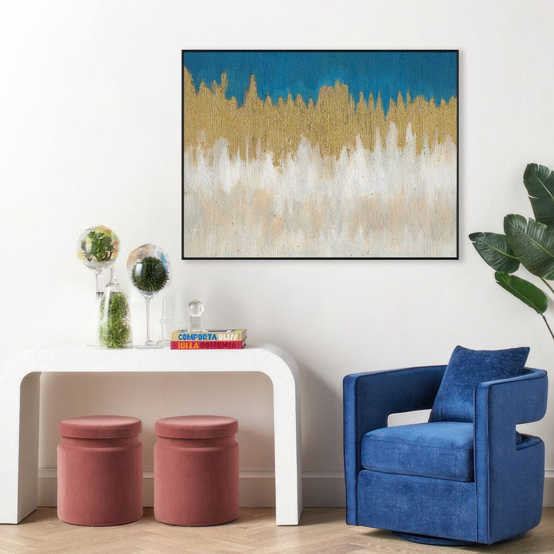 Azure Horizon - Golden Flow Abstract Painting #J5114 Painting artwepaint 