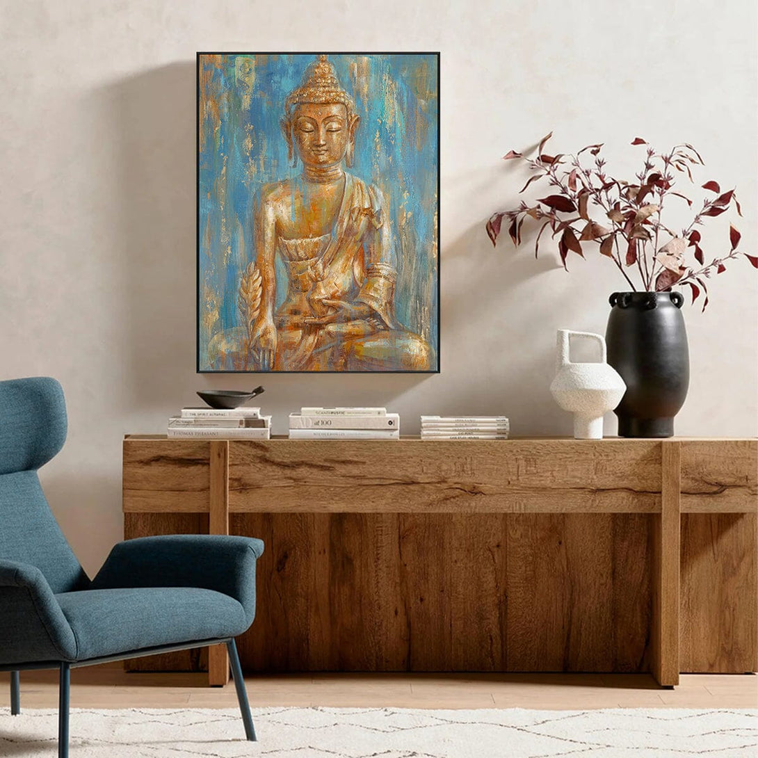 Azure Radiance - Golden Buddha Majesty #H8189 Painting artwepaint 