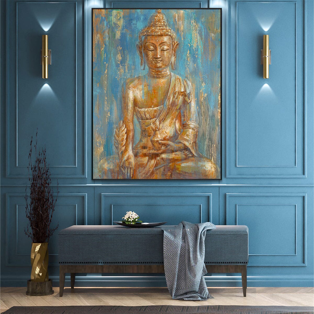 Azure Radiance - Golden Buddha Majesty #H8189 Painting artwepaint 