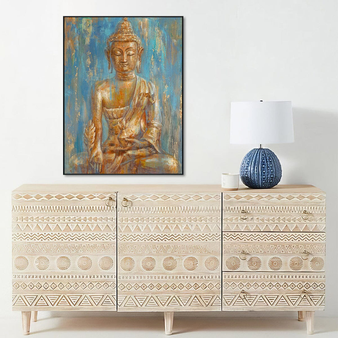 Azure Radiance - Golden Buddha Majesty #H8189 Painting artwepaint 