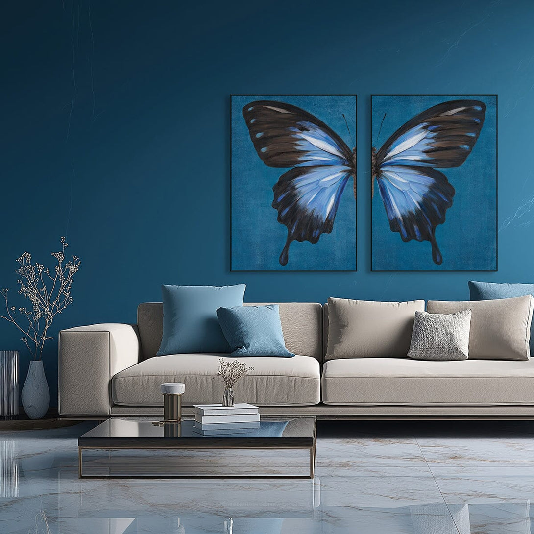 Azure Twin Wings - Symmetrical Butterfly Art #M3567 Painting artwepaint 