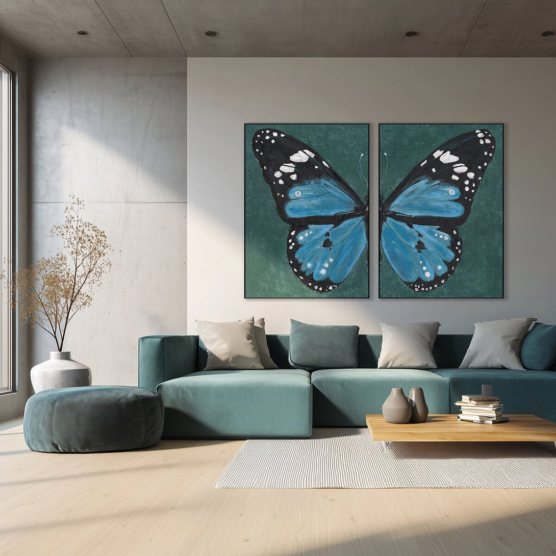 Azure Wing Dance - Blue & Black Butterfly Art #M3537 Painting artwepaint 