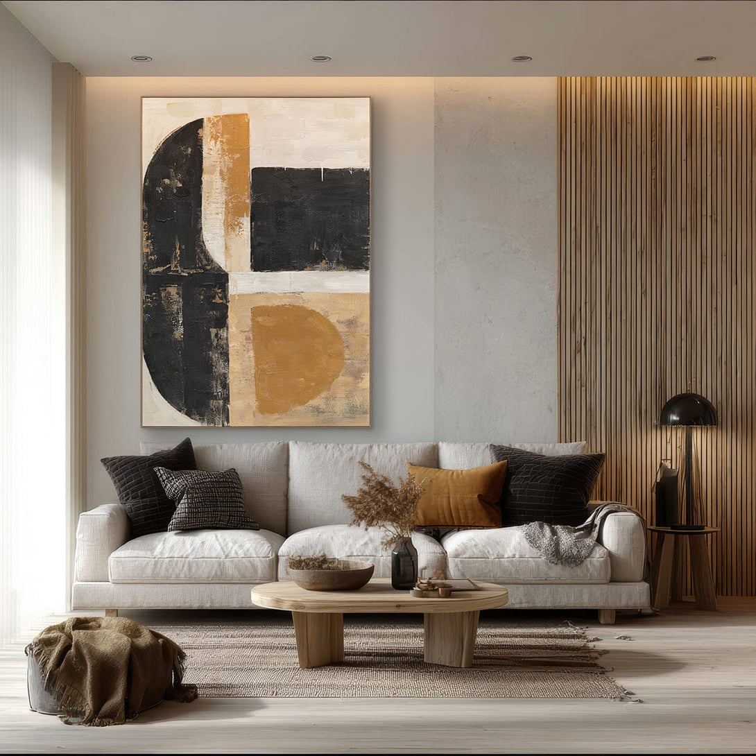 Black & Gold Balance - Geometric Abstract Art #R2552 Painting artwepaint 