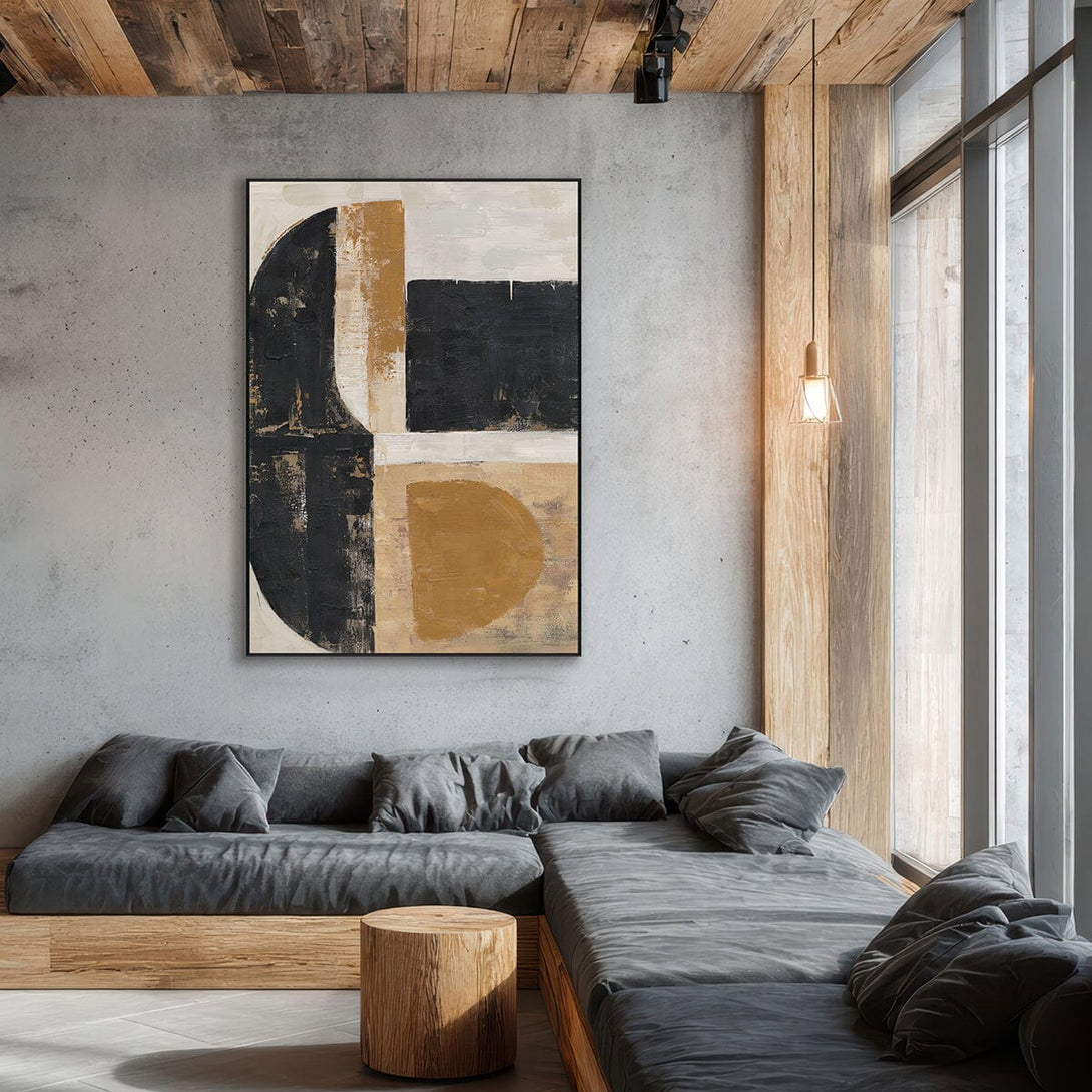 Black & Gold Balance - Geometric Abstract Art #R2552 Painting artwepaint 