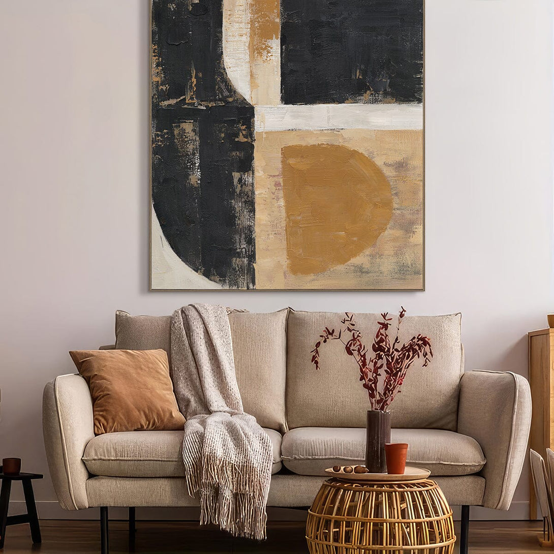 Black & Gold Balance - Geometric Abstract Art #R2552 Painting artwepaint 