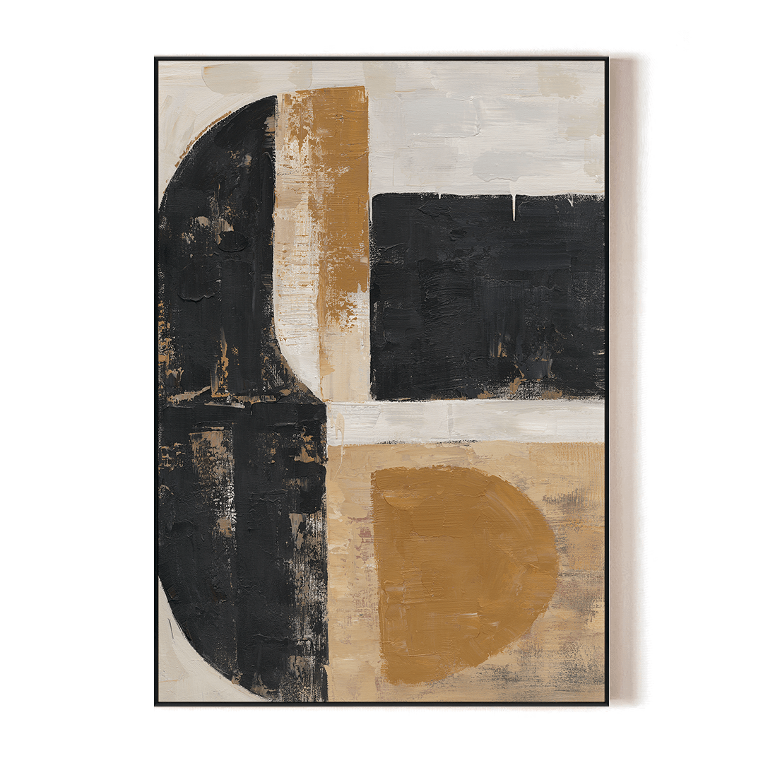 Black & Gold Balance - Geometric Abstract Art #R2552 Painting artwepaint 