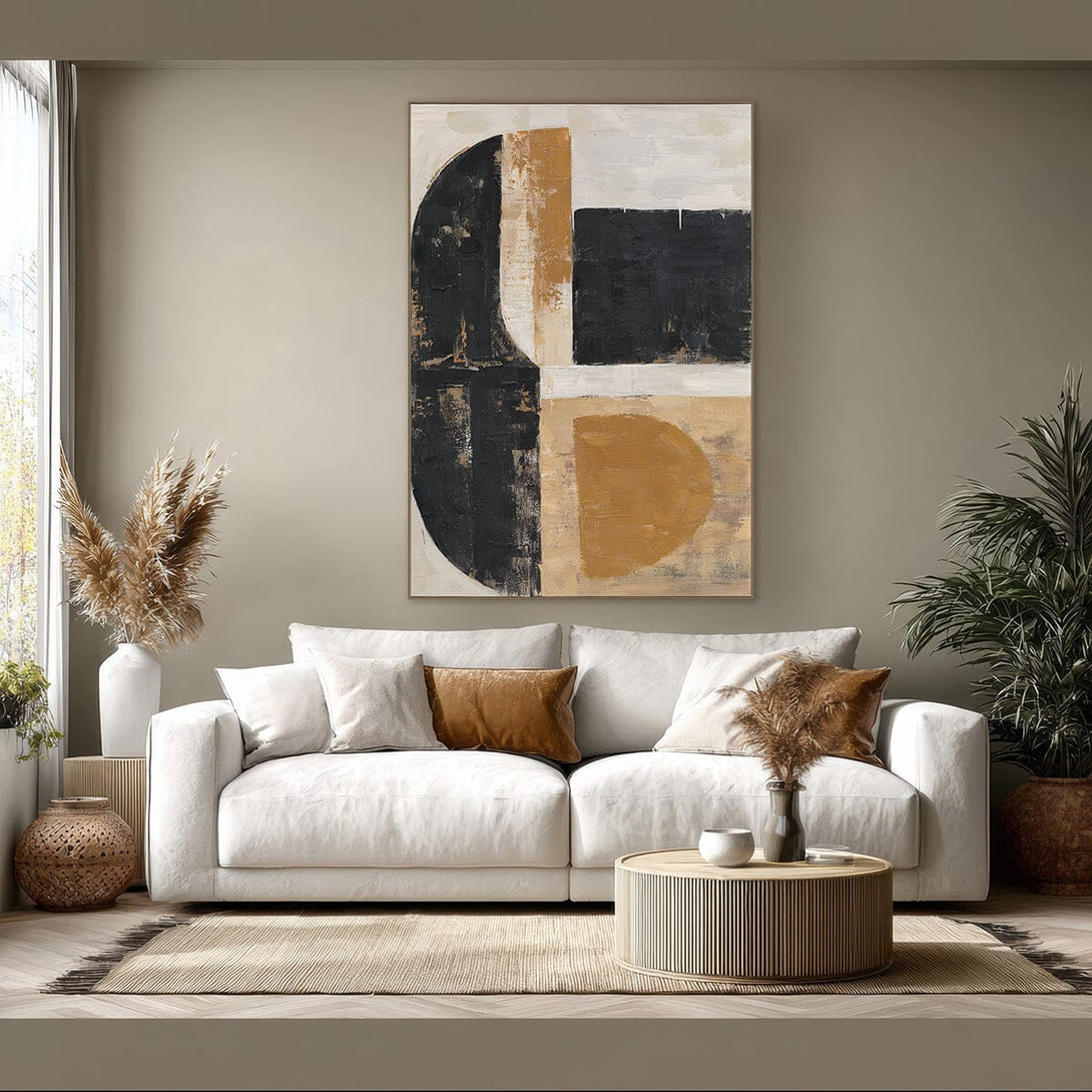 Black & Gold Balance - Geometric Abstract Art #R2552 Painting artwepaint 