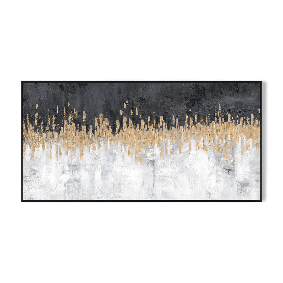 Black & Gold Horizon - Abstract Gold Foil Texture Painting#L4517 Painting artwepaint 
