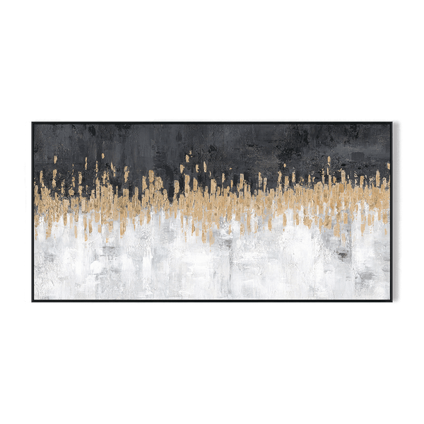 Black & Gold Horizon - Abstract Gold Foil Texture Painting#L4517 Painting artwepaint 