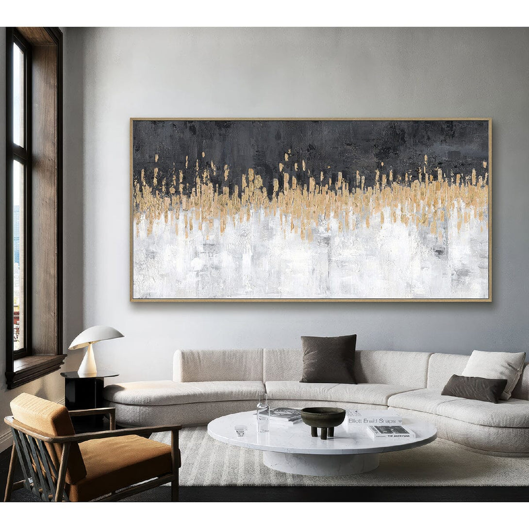Black & Gold Horizon - Abstract Gold Foil Texture Painting#L4517 Painting artwepaint 