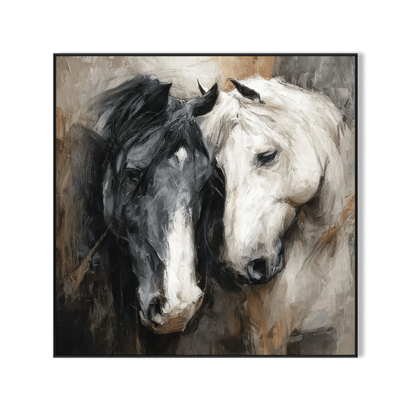 Black & White Embrace - Abstract Horse Oil Painting #RIX1(473) Painting artwepaint 
