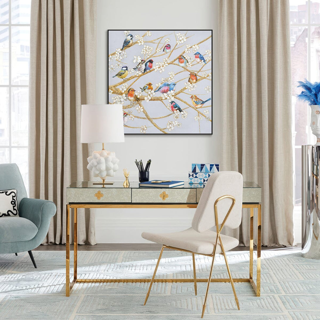 Blooming Harmony – Birds on White Blossom Painting #L2505 Painting artwepaint 