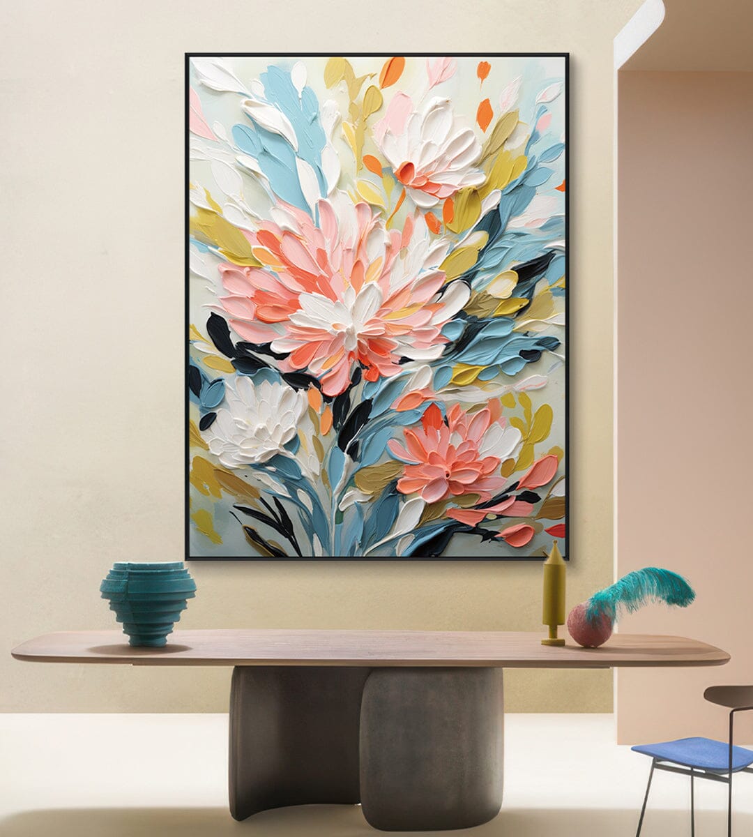 Blooming Harmony – Textured Floral Painting #PH0129(73) Painting artwepaint 