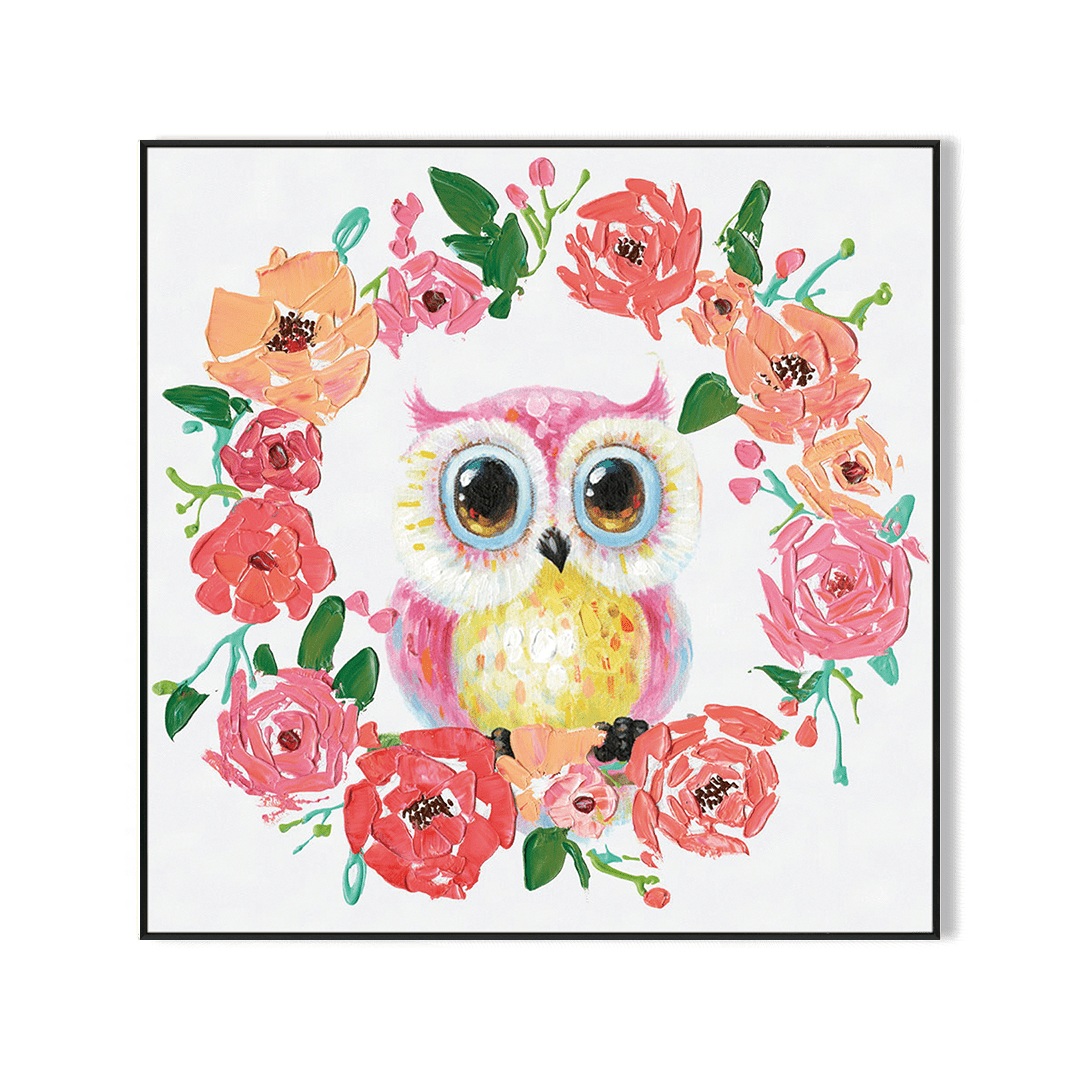 Blooming Owl – Pink Floral Fantasy Painting#H3620 Painting artwepaint 