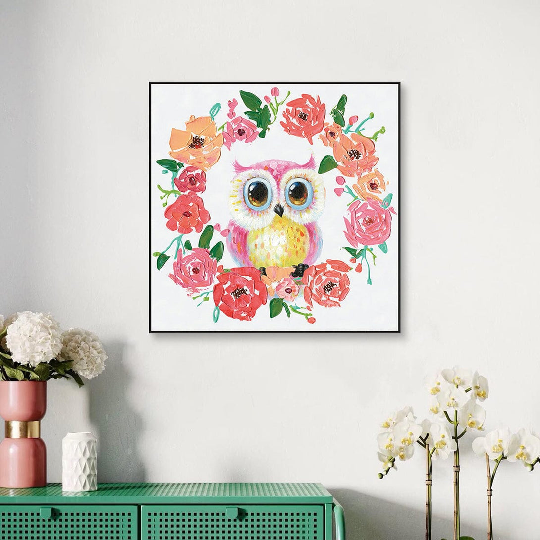 Blooming Owl – Pink Floral Fantasy Painting#H3620 Painting artwepaint 