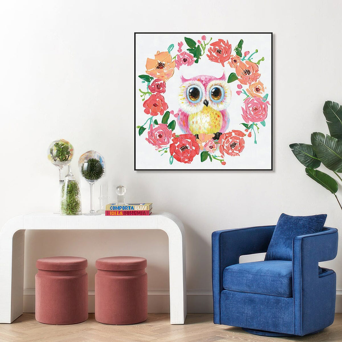 Blooming Owl – Pink Floral Fantasy Painting#H3620 Painting artwepaint 