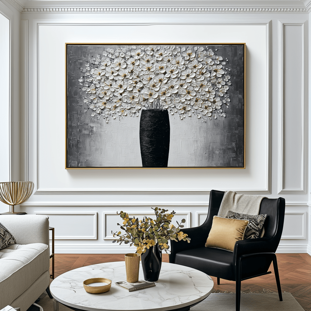 Blooming Symphony – White Floral Vase Painting #93054 Painting artwepaint 