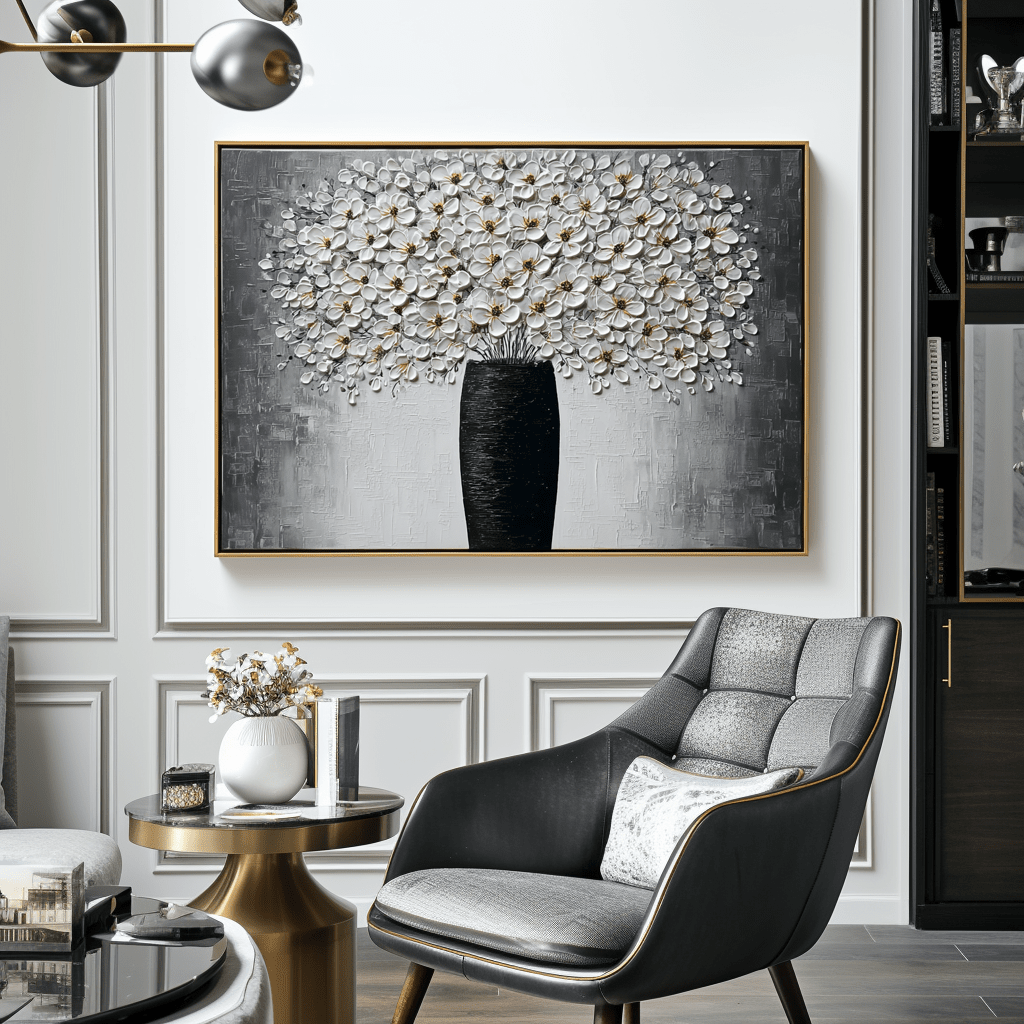 Blooming Symphony – White Floral Vase Painting #93054 Painting artwepaint 