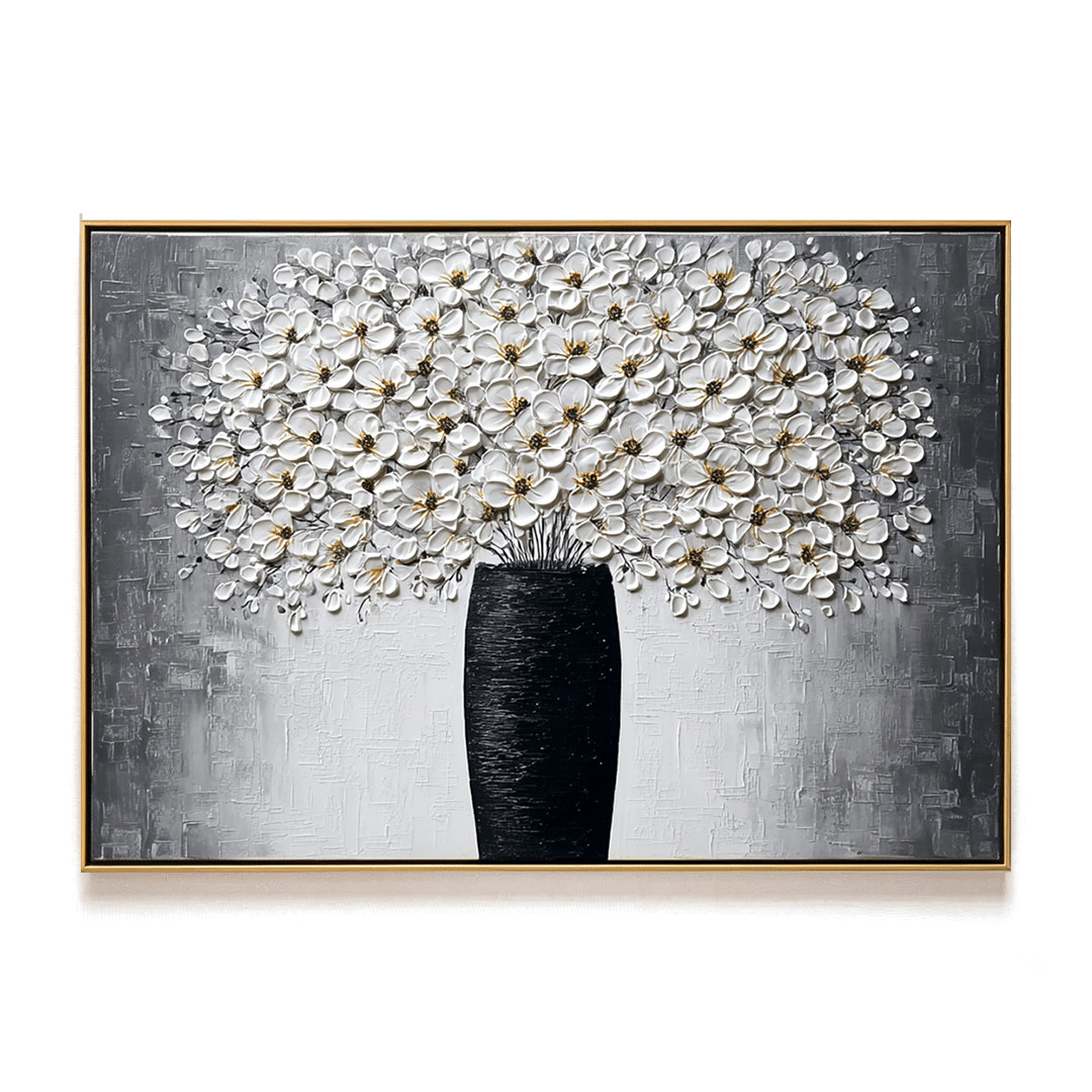 Blooming Symphony – White Floral Vase Painting #93054 Painting artwepaint 