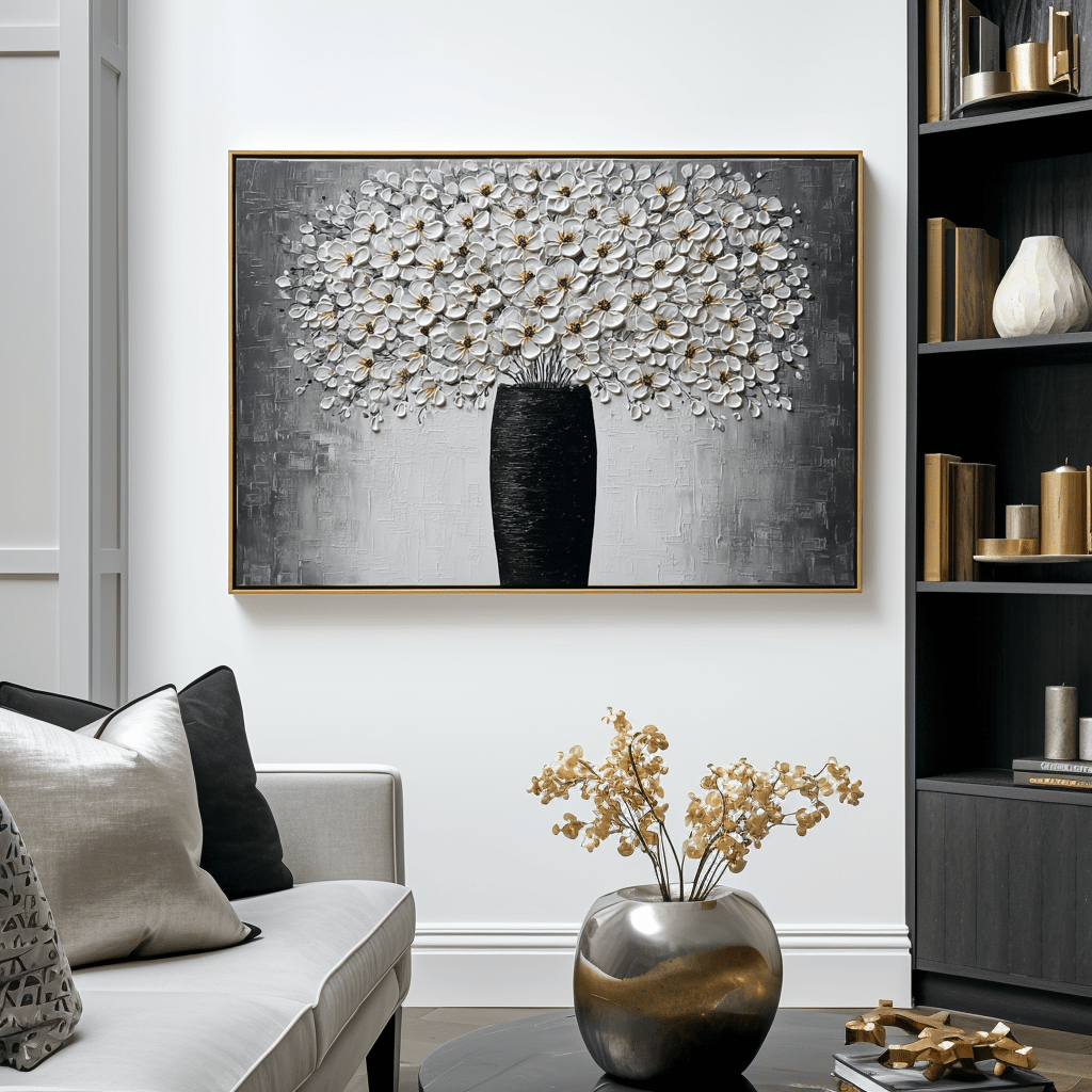 Blooming Symphony – White Floral Vase Painting #93054 Painting artwepaint 