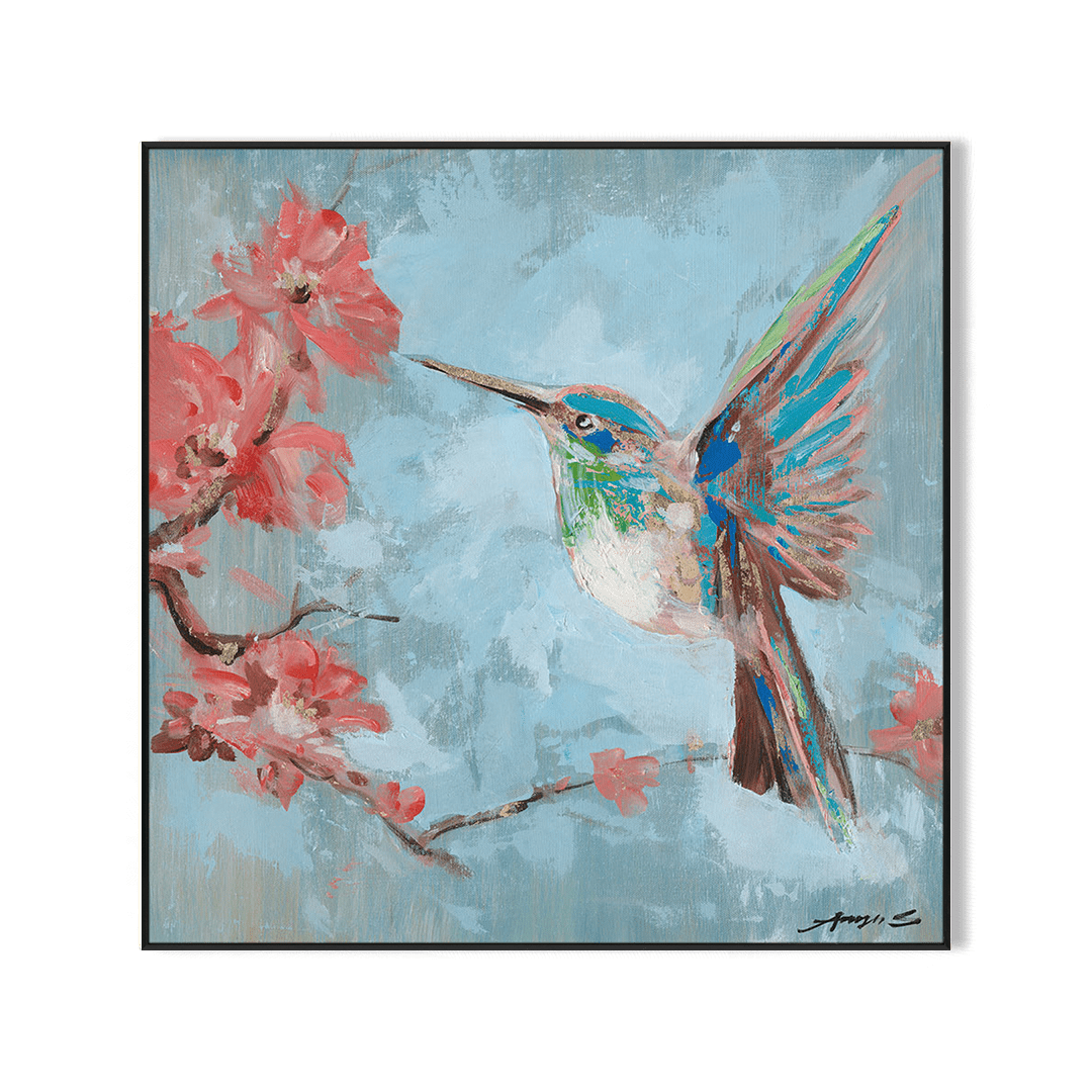 Blossom Flight – Hummingbird with Pink Flowers #K5716 Painting artwepaint 